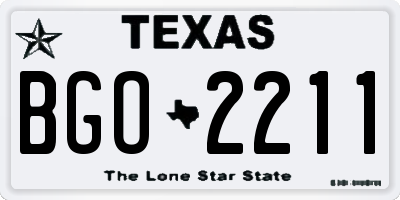 TX license plate BGO2211
