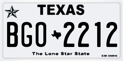 TX license plate BGO2212
