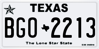TX license plate BGO2213