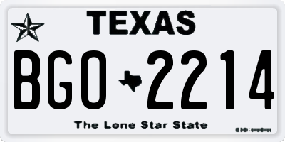 TX license plate BGO2214
