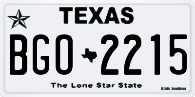 TX license plate BGO2215