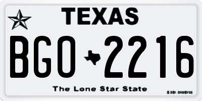 TX license plate BGO2216