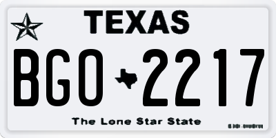 TX license plate BGO2217