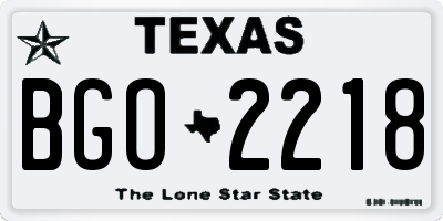 TX license plate BGO2218