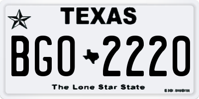 TX license plate BGO2220
