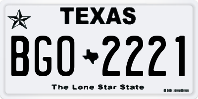 TX license plate BGO2221