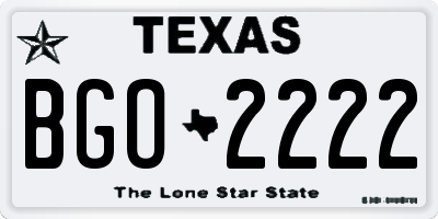 TX license plate BGO2222