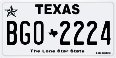 TX license plate BGO2224