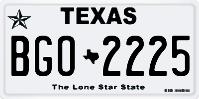 TX license plate BGO2225
