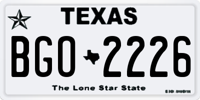 TX license plate BGO2226