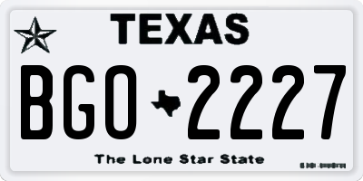 TX license plate BGO2227