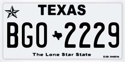 TX license plate BGO2229
