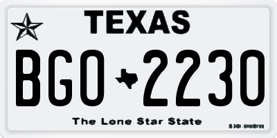 TX license plate BGO2230