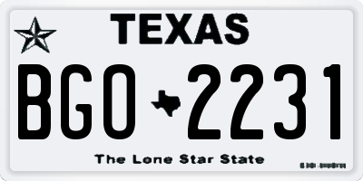 TX license plate BGO2231