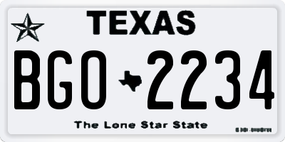 TX license plate BGO2234