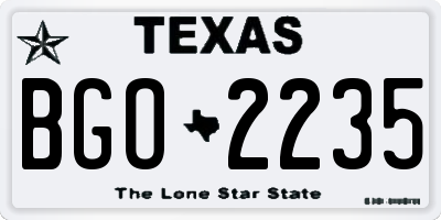 TX license plate BGO2235
