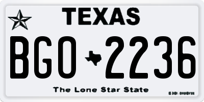 TX license plate BGO2236