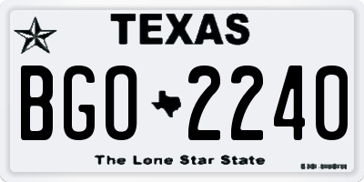 TX license plate BGO2240