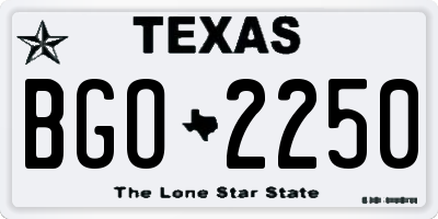 TX license plate BGO2250