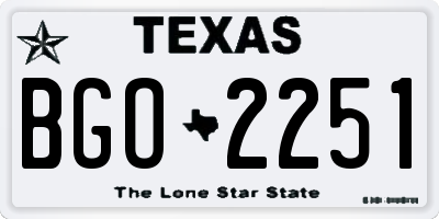 TX license plate BGO2251