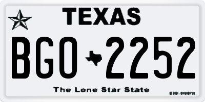 TX license plate BGO2252