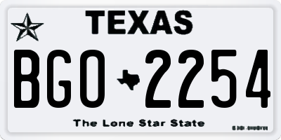 TX license plate BGO2254