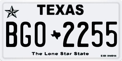 TX license plate BGO2255