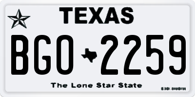 TX license plate BGO2259