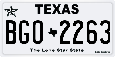TX license plate BGO2263