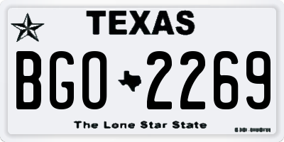 TX license plate BGO2269