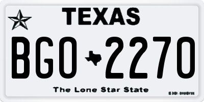 TX license plate BGO2270