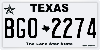 TX license plate BGO2274