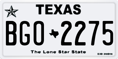 TX license plate BGO2275