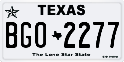 TX license plate BGO2277
