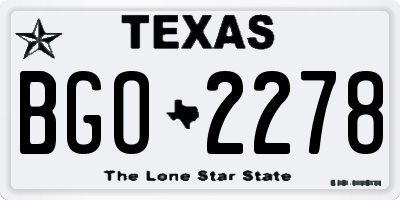 TX license plate BGO2278