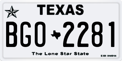 TX license plate BGO2281