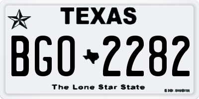 TX license plate BGO2282