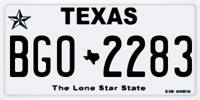 TX license plate BGO2283