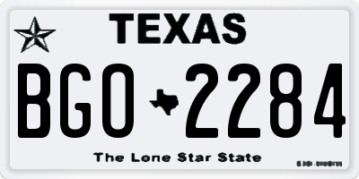 TX license plate BGO2284