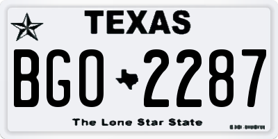 TX license plate BGO2287