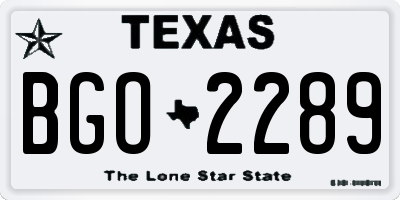 TX license plate BGO2289