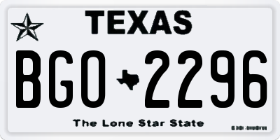 TX license plate BGO2296
