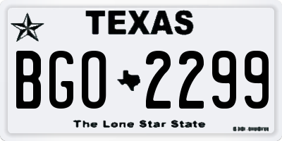 TX license plate BGO2299