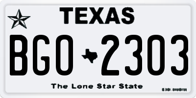 TX license plate BGO2303