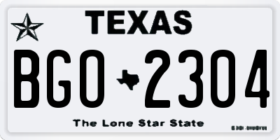 TX license plate BGO2304