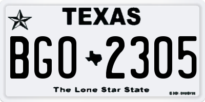 TX license plate BGO2305