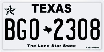 TX license plate BGO2308