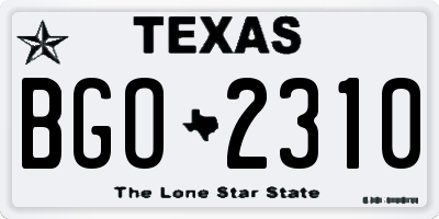 TX license plate BGO2310