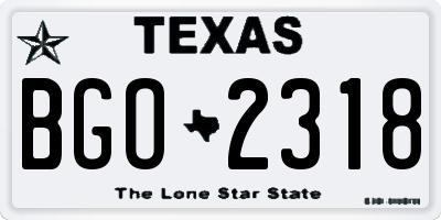 TX license plate BGO2318