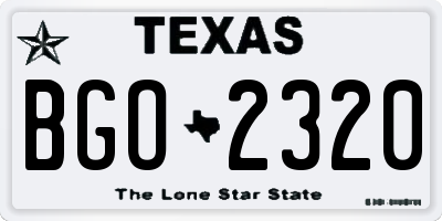 TX license plate BGO2320